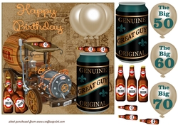 Male age 50/60/70 Birthday beer can card front