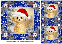 3 Christmas cartoon animal card front/topper(value sheet) 3