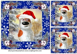 3 Christmas cartoon animal card front/topper(value sheet) 6