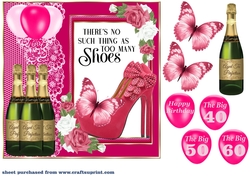 Pink shoes Birthday card front 6