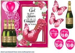 Pink shoes Birthday card front 8