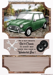 Male Birthday classic car (easel) topper and stopper (no base) 1