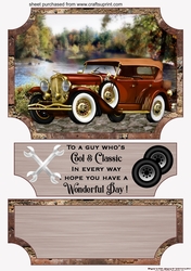 Male Birthday classic car (easel) topper and stopper (no base) 2