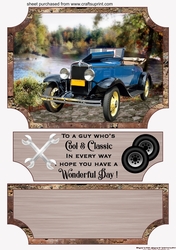 Male Birthday classic car (easel) topper and stopper (no base) 4