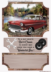 Male Birthday classic car (easel) topper and stopper (no base) 5