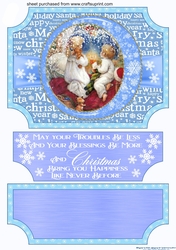 Blue Vintage Christmas scene easel topper and stopper(no base) 1