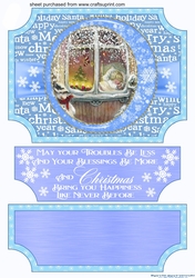 Blue Vintage Christmas scene easel topper and stopper(no base) 4