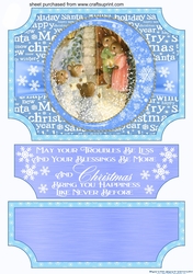 Blue Vintage Christmas scene easel topper and stopper(no base) 6