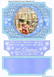 Blue Vintage Christmas scene easel topper and stopper(no base) 5