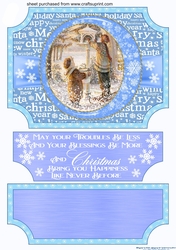 Blue Vintage Christmas scene easel topper and stopper(no base) 7