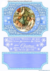 Blue Vintage Christmas scene easel topper and stopper(no base) 8