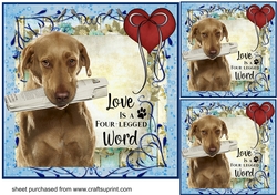 3 Blue Love is a four legged word card front/toppers 3