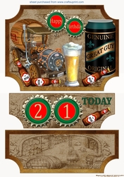 Age 21 Beer themed easel topper and stopper (no base)