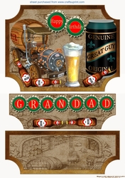 Grandad birthday beer themed easel topper and stopper(no base)