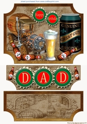 Dad birthday beer themed easel topper and stopper(no base)