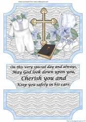 Blue Christening easel topper and stopper(no base)