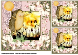 3 Floral hedgehog with balloon card front/toppers