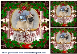 3 Red Christmas puppy card front/toppers 16