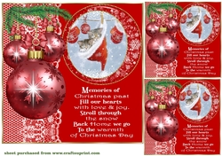 3 Red vintage Christmas card front/toppers 4