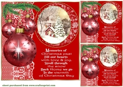 3 Red vintage Christmas card front/toppers 8