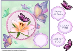 Purple butterfly card front