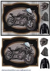 Black motor bike framed card front