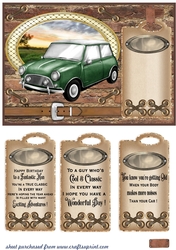 Classic car in oval card front 4