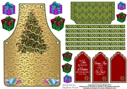 Christmas tree and presents apron card front