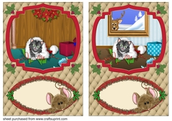 2 Christmas cat and mouse card fronts