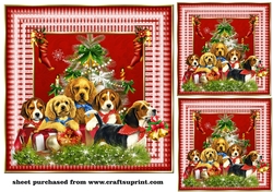 3 Christmas pups card front/toppers