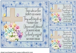 3 Blue floral cross sympathy card front/toppers