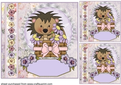 3 Floral hedgehog card front/toppers