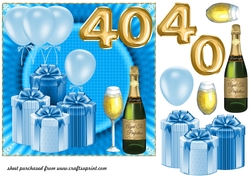 Age 40 Blue Birthday card front