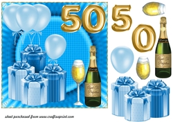 Age 50 Blue Birthday card front