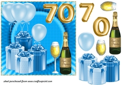 Age 70 Blue Birthday card front