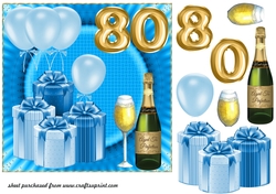 Age 80 Blue Birthday card front