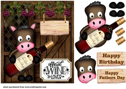 Dark brown horse Birthday wine card front