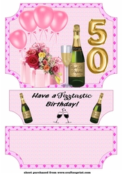 Pink age 50 Birthday easel topper and stopper(no base)