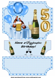 Blue its all about the fizz 50th Birthday easel and stopper(no base)