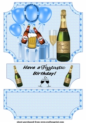 Blue Birthday beers and champs easel and stopper(no base)