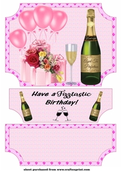 Pink Birthday fizz easel topper and topper(no base)