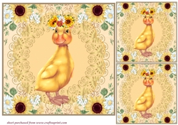 3 floral duck card front/toppers