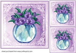 3 Purple floral arrangement card front/toppers 3