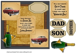 3 Panel classic car card front 3