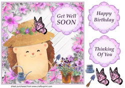 Multi occasion gardening hedgehog card front