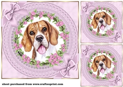 3 Lilac cute floral pup card front/toppers 1