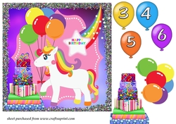 Rainbow unicorn Birthday card front