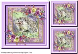 3 Lilac hedgehog card front/toppers