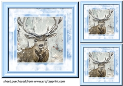 3 Blue frosty stag card front/toppers