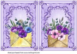2 Lilac floral envelope card fronts